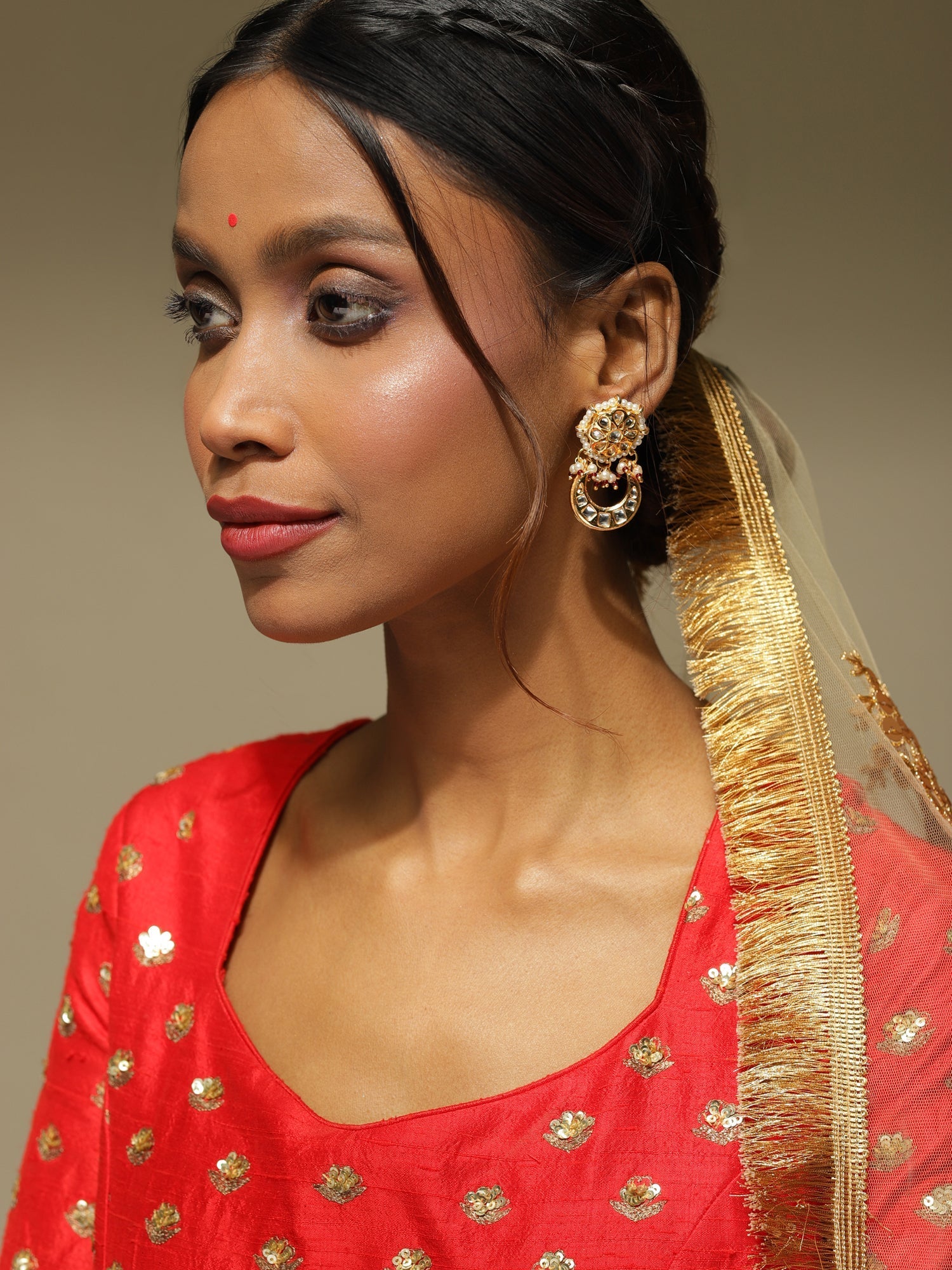 Gold-Toned Contemporary Studs Earrings - Ruby Raang - Ruby Raang Studio