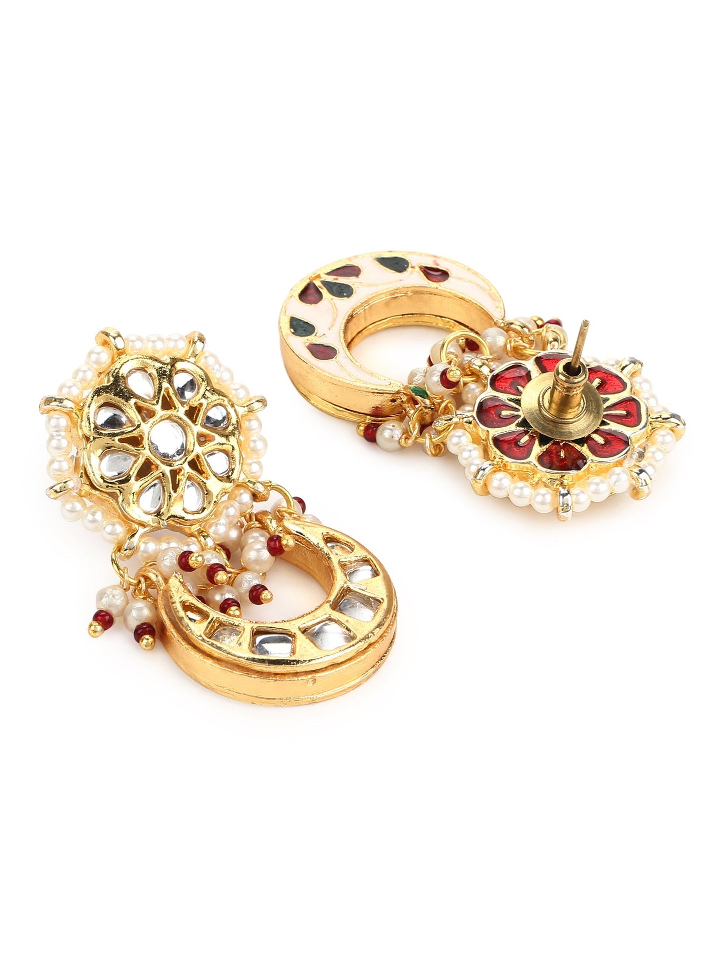 Gold-Toned Contemporary Studs Earrings - Ruby Raang - Swadesiicart