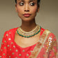 Gold-Polished Green Kundan Studded Brass Necklace - Ruby Raang | Swadesiicart