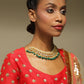 Gold-Polished Green Kundan Studded Brass Necklace - Ruby Raang | Swadesiicart