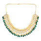 Gold-Polished Green Kundan Studded Brass Necklace - Ruby Raang | Swadesiicart