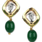 Women's Green Kundan Contemporary Drop Earrings - Ruby Raang - Swadesiicart