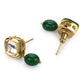 Women's Green Kundan Contemporary Drop Earrings - Ruby Raang - Swadesiicart