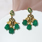 Green Contemporary Drop Earrings - Ruby Raang - Swadesiicart