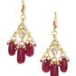 Maroon Kundan Contemporary Drop Earrings - Ruby Raang | Swadesiicart