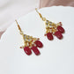 Maroon Kundan Contemporary Drop Earrings - Ruby Raang | Swadesiicart