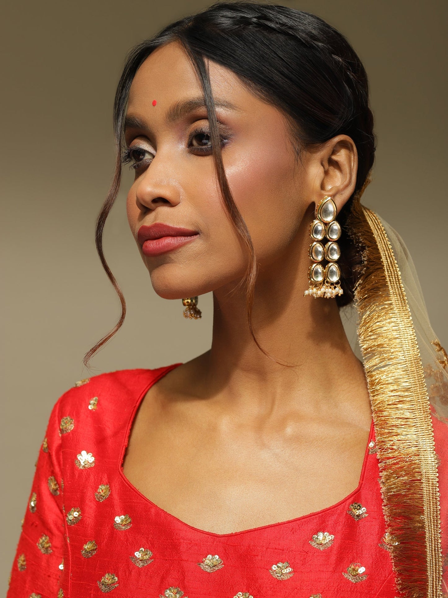 Silver Gold-Polished Contemporary Jhumkas Earrings - Ruby Raang - Ruby Raang Studio