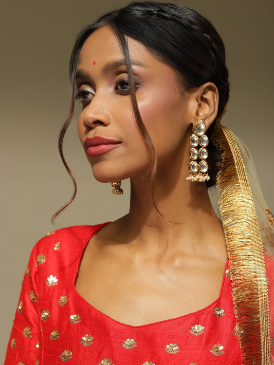 Silver Gold-Polished Contemporary Jhumkas Earrings - Ruby Raang - Ruby Raang Studio