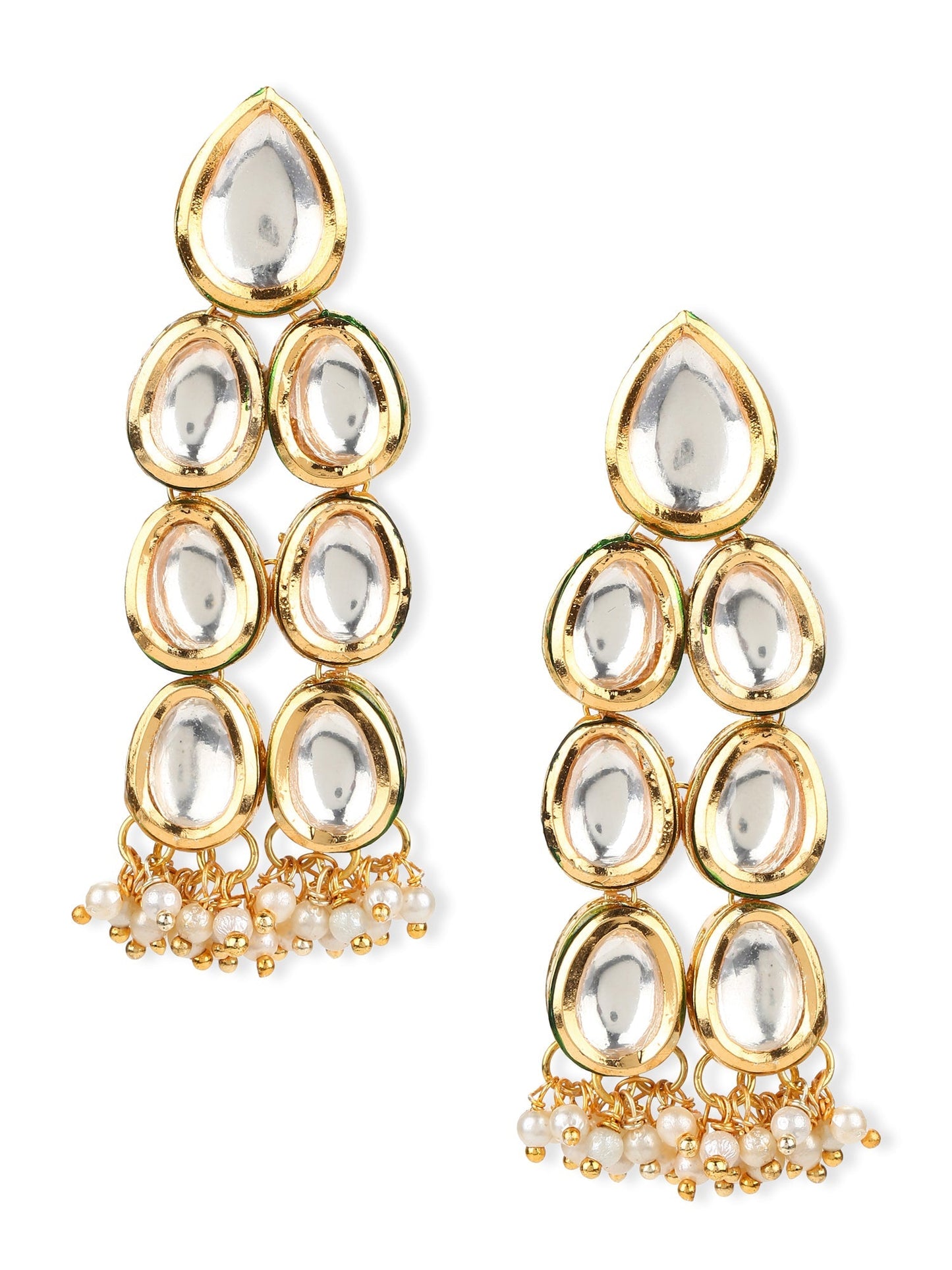 Silver Gold-Polished Contemporary Jhumkas Earrings - Ruby Raang - Swadesiicart