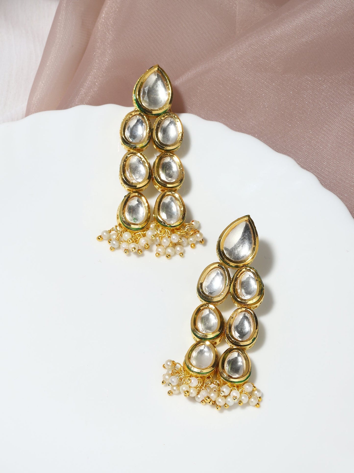 Silver Gold-Polished Contemporary Jhumkas Earrings - Ruby Raang - Swadesiicart