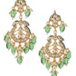 Green Gold-Polished Kundan Drop Earrings - Ruby Raang - Swadesiicart