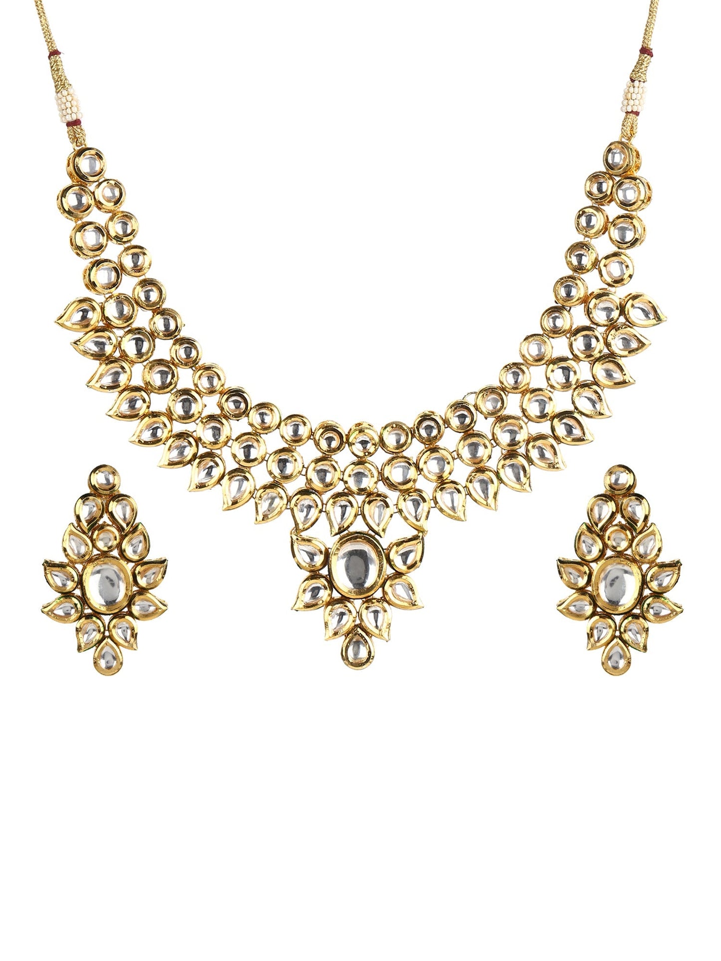Gold-Polished Kundan Choker With Earring - Ruby Raang | Swadesiicart