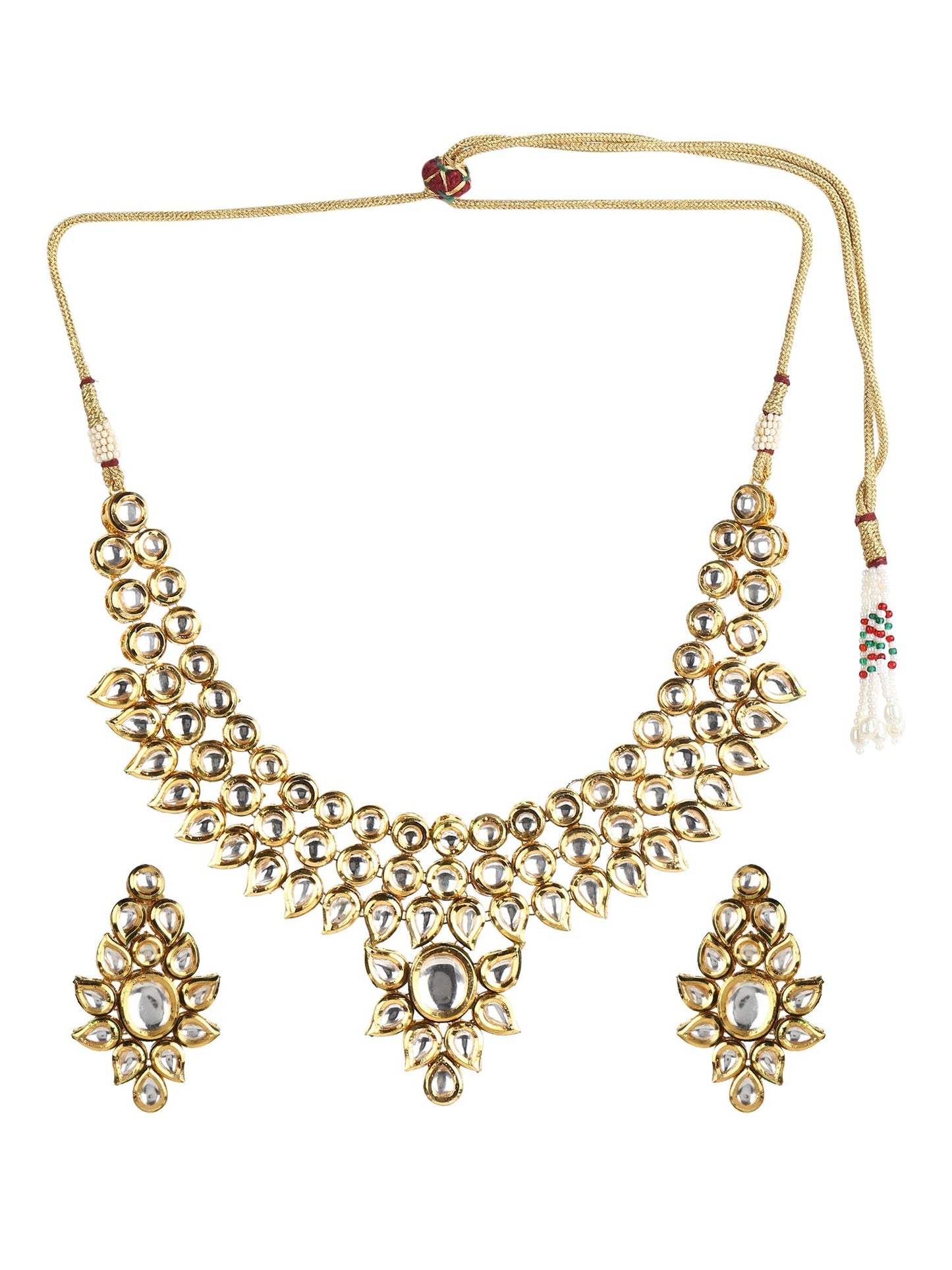 Gold-Polished Kundan Choker With Earring - Ruby Raang | Swadesiicart