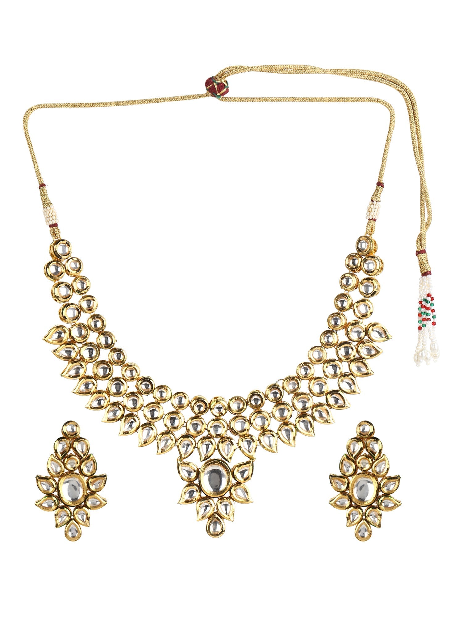 Gold-Polished Kundan Choker With Earring - Ruby Raang | Swadesiicart