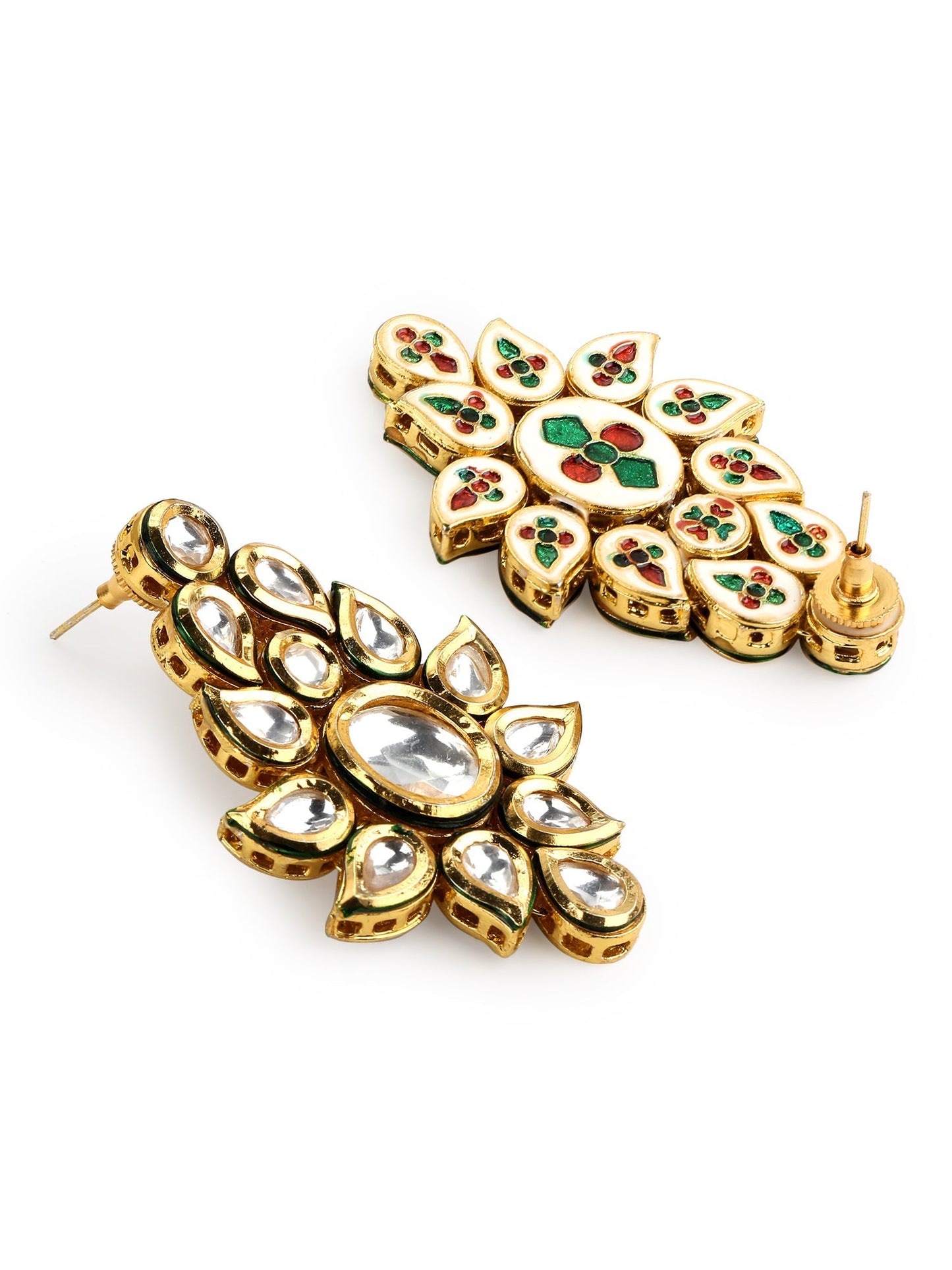 Gold-Polished Kundan Choker With Earring - Ruby Raang | Swadesiicart