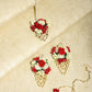 Flower Jewellery Gold-Polished Red Floral Jewellery Set - Ruby Raang - Swadesiicart