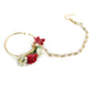 Flower Jewellery Gold-Polished Red Floral Jewellery Set - Ruby Raang - Swadesiicart