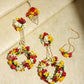 Yellow Floral Jewellery Set - Ruby Raang - Swadesiicart