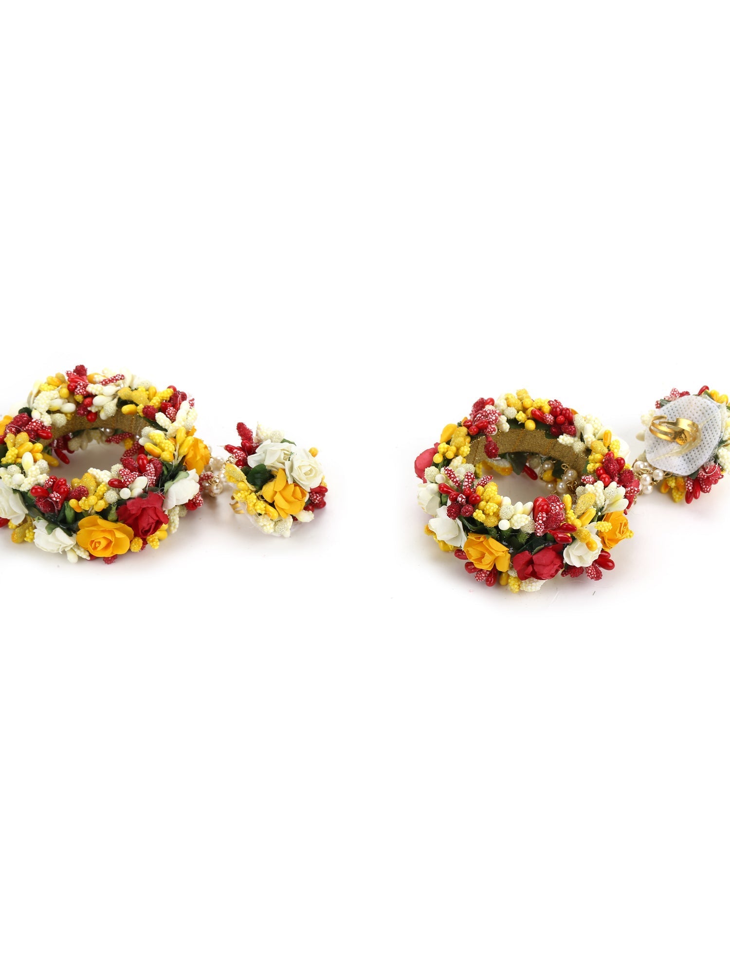 Yellow Floral Jewellery Set - Ruby Raang - Swadesiicart