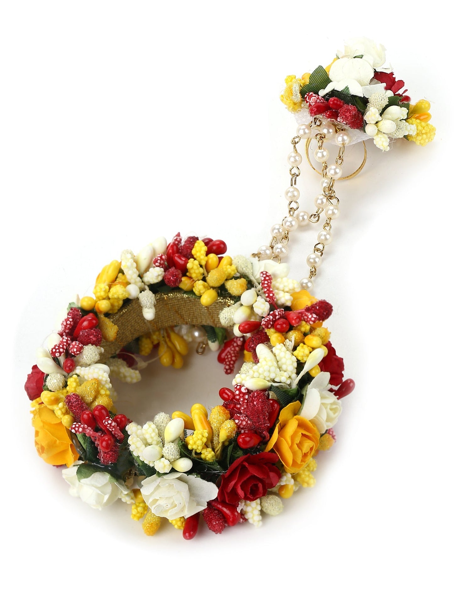 Yellow Floral Jewellery Set - Ruby Raang - Swadesiicart