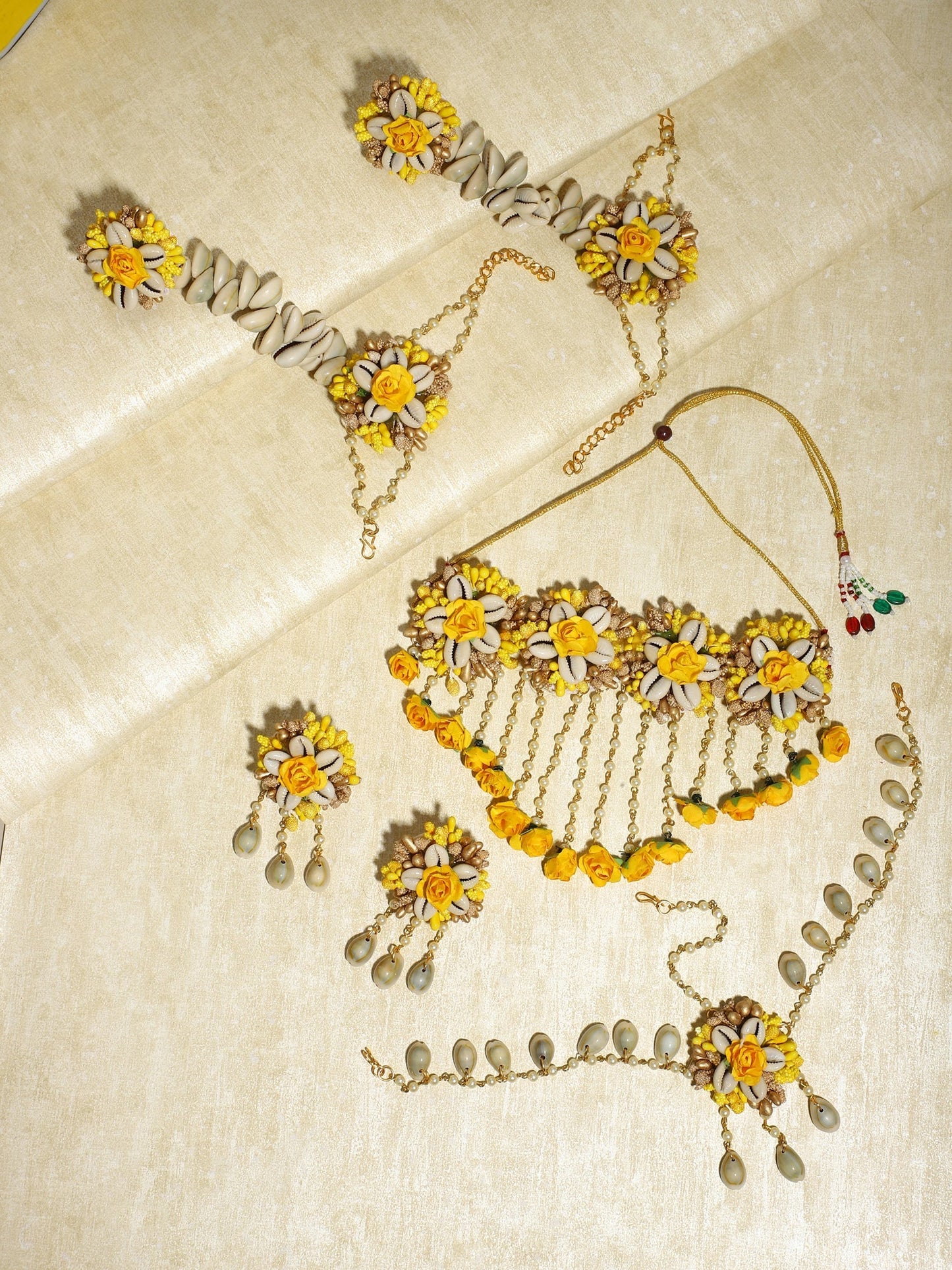 Yellow Gold-Polished Jewellery Set - Ruby Raang - Swadesiicart