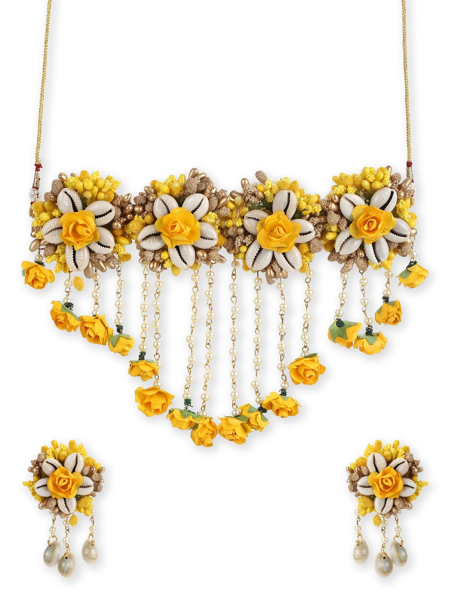 Yellow Gold-Polished Jewellery Set - Ruby Raang - Swadesiicart