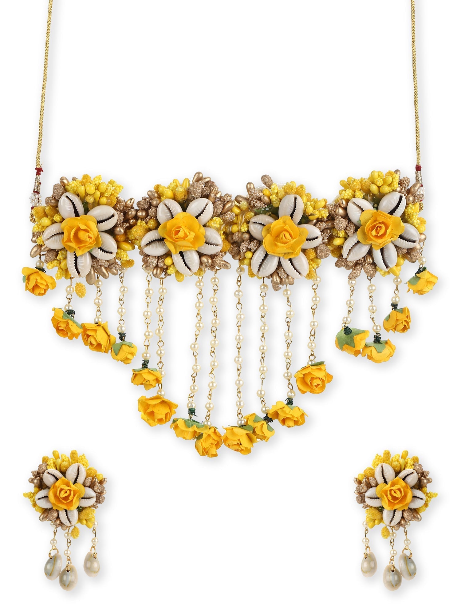 Yellow Gold-Polished Jewellery Set - Ruby Raang - Swadesiicart