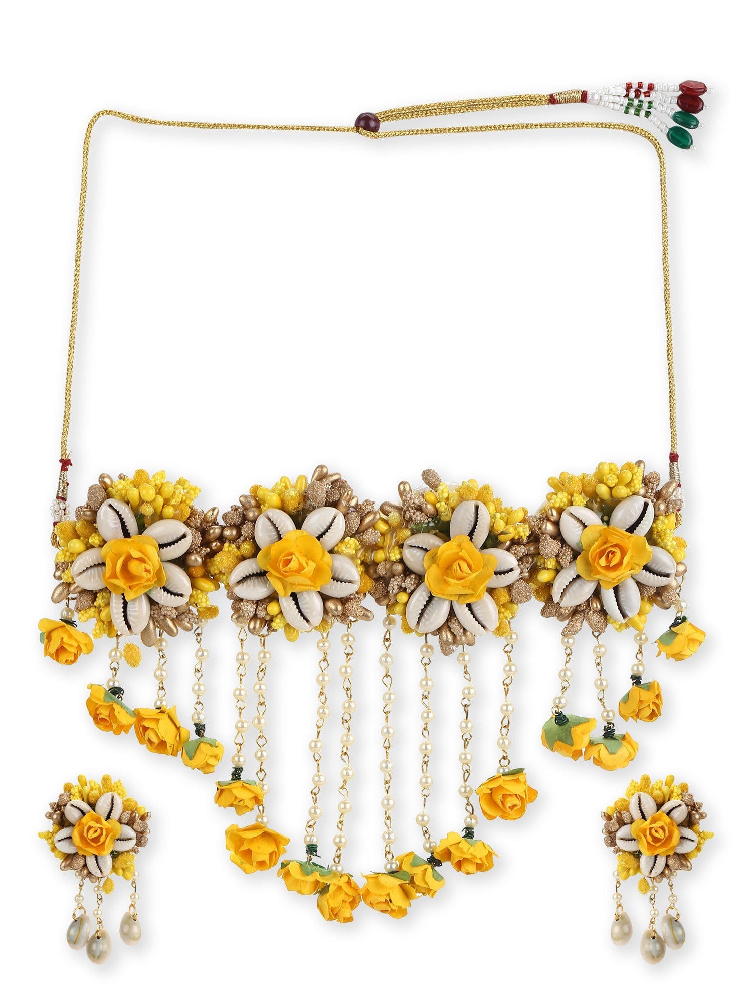 Yellow Gold-Polished Jewellery Set - Ruby Raang - Swadesiicart