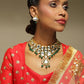Green White Kundan Choker Jewellery Set - Ruby Raang | Swadesiicart