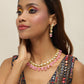 Gold-Polished White Pink Kundan-Studded Pearl Beaded Handcrafted Jewellery Set - Ruby Raang - Ruby Raang Studio