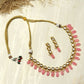 Gold-Polished White Pink Kundan-Studded Pearl Beaded Handcrafted Jewellery Set - Ruby Raang - Swadesiicart