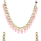Gold-Polished White Pink Kundan-Studded Pearl Beaded Handcrafted Jewellery Set - Ruby Raang - Swadesiicart