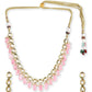 Gold-Polished White Pink Kundan-Studded Pearl Beaded Handcrafted Jewellery Set - Ruby Raang - Swadesiicart