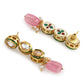 Gold-Polished White Pink Kundan-Studded Pearl Beaded Handcrafted Jewellery Set - Ruby Raang - Swadesiicart