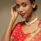 Gold-Polished White Brass Kundan Pearls Choker Necklace - Ruby Raang | Swadesiicart