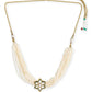 Gold-Polished White Green Brass Kundan Pearls Choker Necklace - Ruby Raang | Swadesiicart