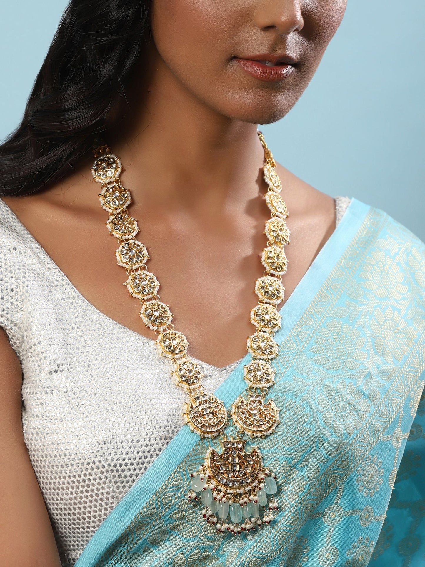 Gold-Toned White Brass Gold-Polished Necklace - Ruby Raang | Swadesiicart