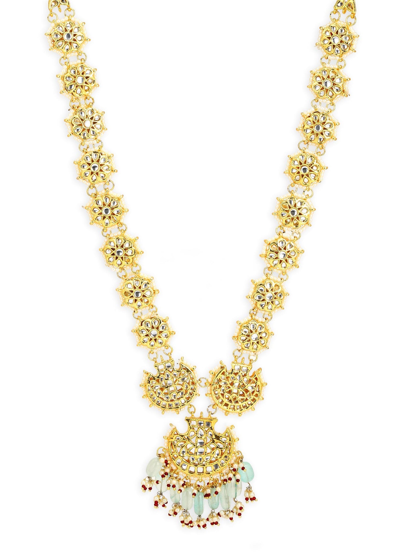 Gold-Toned White Brass Gold-Polished Necklace - Ruby Raang | Swadesiicart