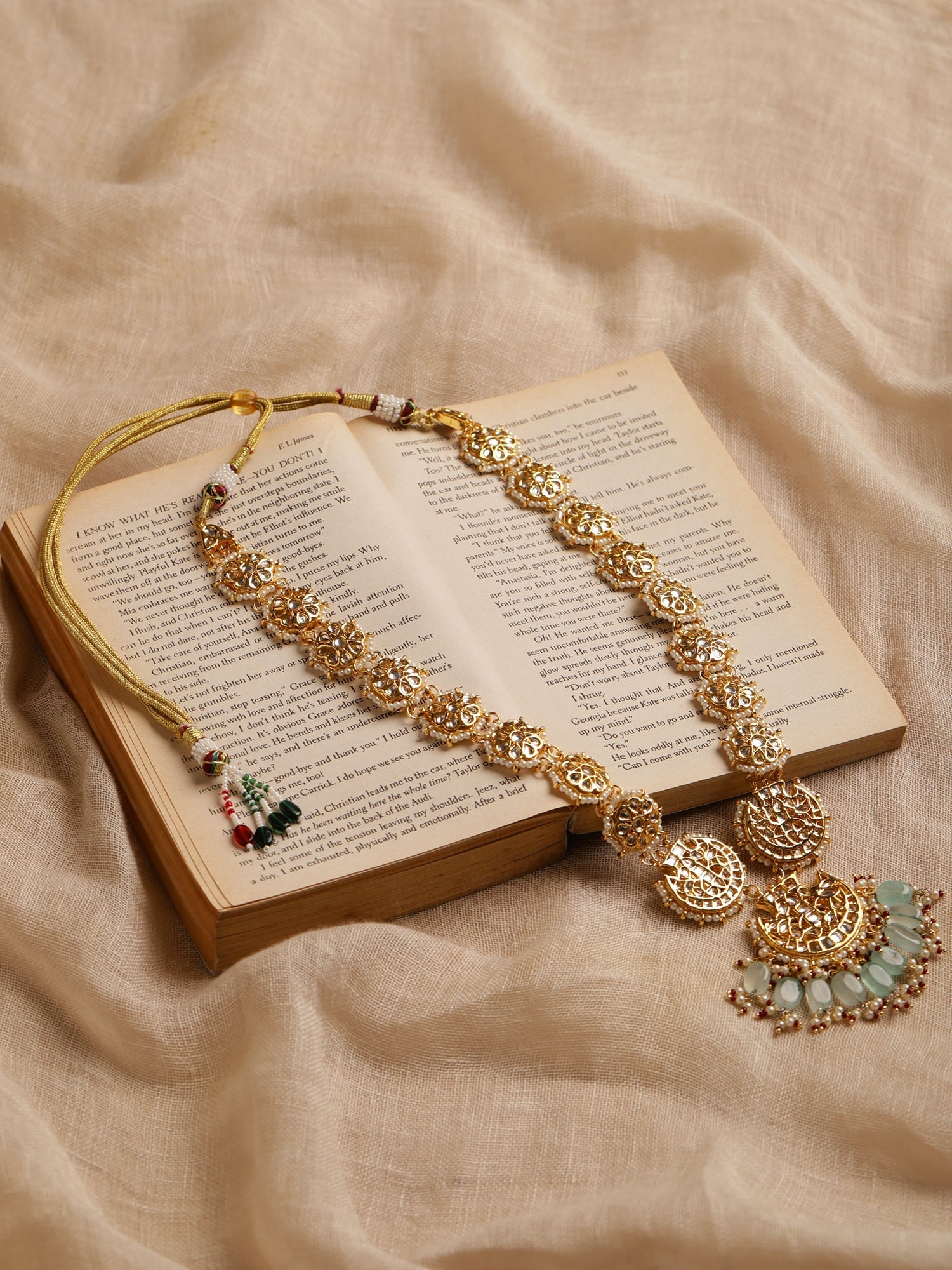 Gold-Toned White Brass Gold-Polished Necklace - Ruby Raang | Swadesiicart