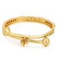 Gold-Polished White Red Stone Studded Beaded Bangle - Ruby Raang - Swadesiicart