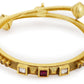 Gold-Polished White Red Stone Studded Beaded Bangle - Ruby Raang - Swadesiicart