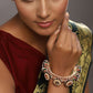 Gold-Polished White Green Stone Studded Meenakari Bangle - Ruby Raang - Ruby Raang Studio