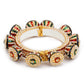 Gold-Polished White Green Stone Studded Meenakari Bangle - Ruby Raang - Swadesiicart
