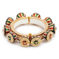 Gold-Polished White Green Stone Studded Meenakari Bangle - Ruby Raang - Swadesiicart