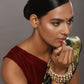 Gold-Polished Navy Blue Navratan Meenakari Bangle - Ruby Raang - Ruby Raang Studio