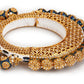 Gold-Polished Navy Blue Navratan Meenakari Bangle - Ruby Raang - Swadesiicart