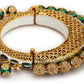 Gold-Polished Green Meenakari Bangle - Ruby Raang - Swadesiicart