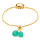 Women's Gold-Polished Green Brass Kundan Charm Bracelet - Ruby Raang - Swadesiicart