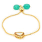 Women's Gold-Polished Green Brass Kundan Charm Bracelet - Ruby Raang - Swadesiicart