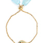 Women's Blue Gold-Toned Brass Handcrafted Gold-Polished Charm Bracelet - Ruby Raang - Swadesiicart